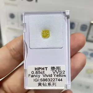 Wholesale 0.5-0.9Carat HPHT Loose Yellow Lab Grown Diamonds IGI Certified Cushion Cut Synthetic Lab Created Diamond Price