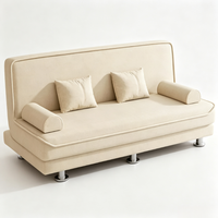 Canapé-lit convertible multifonctionnel en tissu en forme de L, pliable, deux places, 2-en-1, design minimaliste, métal argenté, vente en gros d'usine