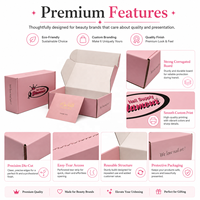 Boîte d'emballage en carton ondulé rose pour maquillage et cosmétiques, personnalisée, en gros, pour expédition et envoi postal