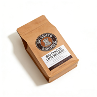 Sachet d'emballage alimentaire en papier kraft imprimé sur mesure, fond plat, huit soudures latérales, fermeture éclair, pour café bio en grains