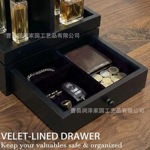 Rotating Storage Rack With Drawers 3 Layers Black <b>Desktop</b> Organizer For Perfume Watch Glasses Home Office Use - Product Image 3