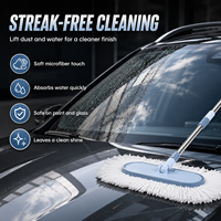 Brosse de lavage de voiture extensible avec tête en microfibre chenille, manche télescopique, outil de nettoyage pour toit, pare-brise et capot, fabrication OEM