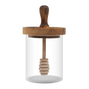 Tarro de miel para cocina de exportación india con cuchara y tapa hermética para un fácil almacenamiento y servicio de miel, disponible para la venta. - Product Image 1
