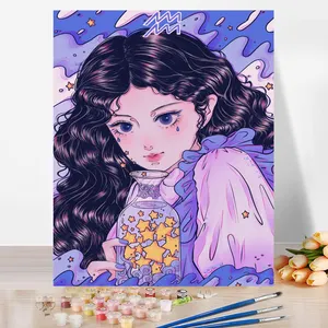 Vente chaude peinture à l'huile dessin animé filles bricolage peinture par numéros en gros cadeaux faits à la main décoration de la maison photo sur toile