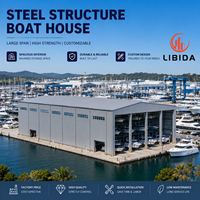 Nave de Acero de Gran Envergadura sin Columnas Centrales, Resistente al Viento y la Nieve, Estructura de Acero Prefabricada para Taller de Barcos