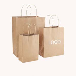 Sac cadeau en papier kraft de luxe personnalisé avec poignées longues, recyclable et imprimé UV - Product Image 1