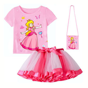 ชุดเจ้าหญิงพีชการ์ตูน CM106 พร้อมอุปกรณ์เสริม เสื้อยืดลายพีช กระโปรงบัลเลต์ กระเป๋า ไม้กายสิทธิ์ เครื่องประดับ สำหรับเด็กผู้หญิง งานวันเกิด ชุดแฟนซี - Product Image 2
