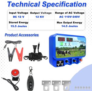 Transformador para Cercas Eléctricas de Granja de 80 km y 15 J, Equipo Portátil de Energía Solar para Cercas, Caja de Cercas Impermeable 260B - Product Image 5