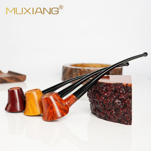 Muxiang Handmade Briar Wood Pipe 3mm Tenon Joint Acrylic Mouthpiece Long Handle Reading Pipe - Product Image 1