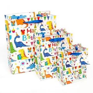 BECAN modello di cartone animato personalizzato regalo Sac cartapesta personnalizzabile buon compleanno dinosauro sacchetto regalo di carta