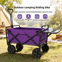 Chariot de plage pliable à quatre roues, étanche, en acier carbone, pour le shopping, le camping, les pique-niques, avec table latérale personnalisable
