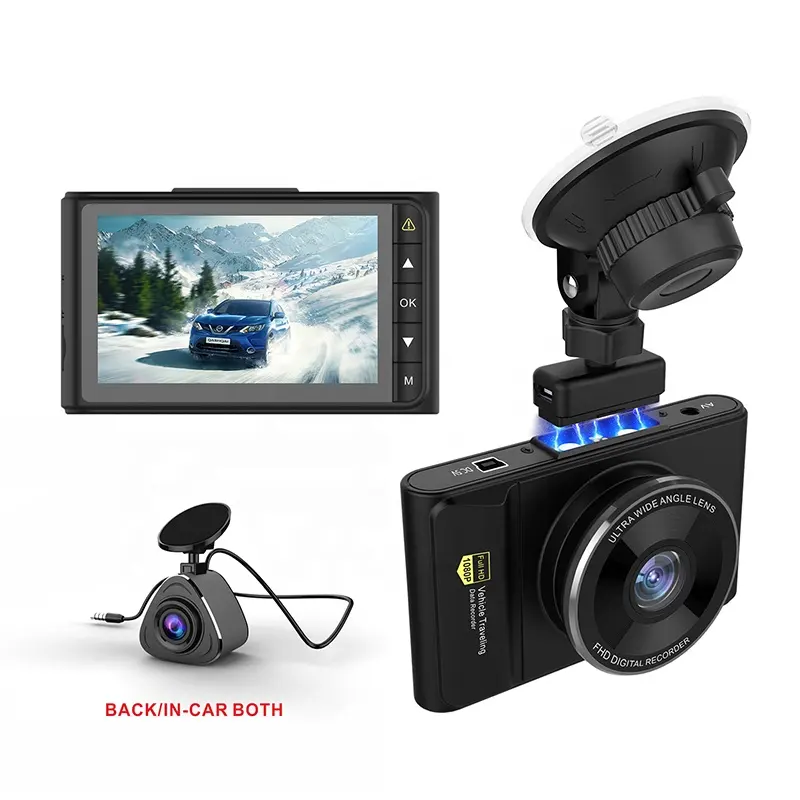 3 inch IPS Display voertuig dvr camera Voor 1080P Back/In-Auto 720P auto camcorder Magnetische houder video recorder Prive Ontwerp