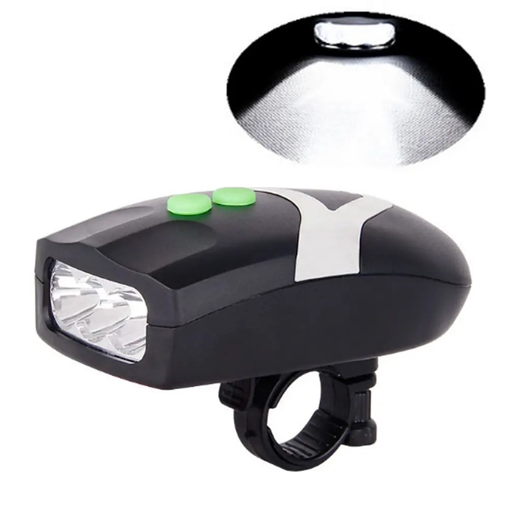 80dB supersonic speaker waterproof super bright bike 3 LED flash lights Bicycle headlight horn