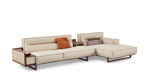 ชุดโซฟาหนังวอลนัทหรูหราระดับไฮเอนด์ดีไซน์คลาสสิกและดั้งเดิม - Product Image 4