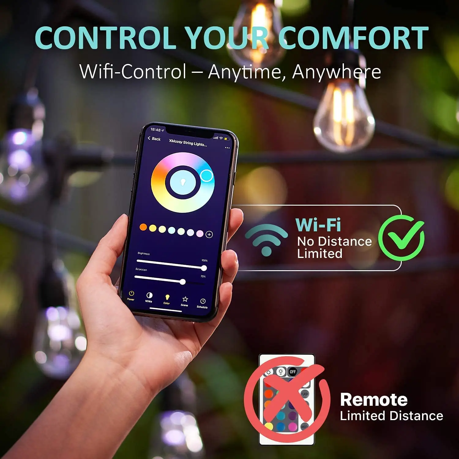 Smart LED Outdoor String Lights RGB Patio Lights WiFi & App Control RGBW Color Changing IP65 Waterproof Lamp · image 2