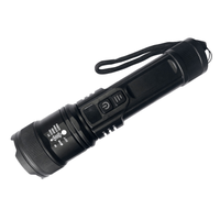 Lampe torche LED IP44 en ABS avec faisceau réglable de 300 lm, rechargeable, affichage numérique pour l'état de la batterie, lumière latérale COB rouge et bleue