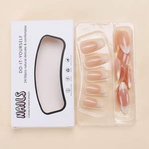 Faux Ongles à Presser Ombrés Nude Blanc Laiteux Longueur Moyenne 24 Pièces Amovibles Quotidien Fête Salon Vente en Gros Transfrontalière Compatible Végan - Product Image 3