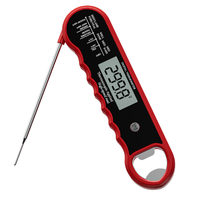 Thermomètre de cuisine numérique pliable avec sonde en plastique, écran LCD, alimenté par piles, pour aliments, cuisson au four, friture, steak, bonbons, huile, dinde