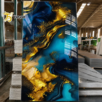 Panneau mural en PVC marbré UV brillant à motif animal, panneau décoratif pour la décoration intérieure