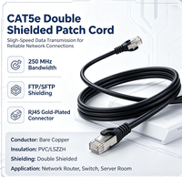 Câble Ethernet CAT5e SFTP double blindage, 250 MHz, 8 cœurs, RJ45 plaqué or pour routeur, commutateur, caméra de sécurité, OEM