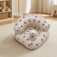 Siège de sol gonflable moderne pour bébé avec pompe à air intégrée, motif fraise, canapé portable pour nourrisson, idéal pour chambre et salon