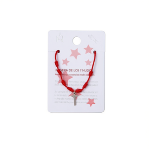 Pulsera de Siete Nudos con Cordón Rojo y Colgante de Cruz, Joyería Religiosa Hecha a Mano en Acero Inoxidable, Unisex, para Regalo - Product Image 2