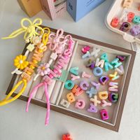 Perles alphabet imitation agate bicolores à grand trou pour bracelets DIY, porte-clés, chaînes de téléphone, breloques de sac – Vente en gros