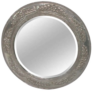 Round <b>Metal</b> <b>Framed</b> Mirror with Floral Design Traditional Wall Decor - Product Image 1
