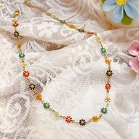 Set Kalung dan Gelang Bunga Wanita yang Modis - Kalung Rantai Bunga Aster Berlapis Emas 18K