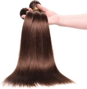 Straight Bundles Extension Real Hair Wig Human Hair Glueless Bundles Virgin Hair Unprocessed #4 Chocolate Brown Colour