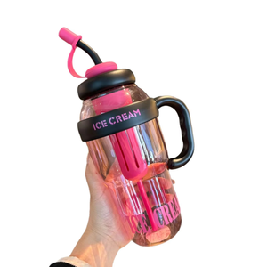 แก้วน้ำลายไอศกรีมสุดฮิต พร้อมหลอดและที่คน ขนาดใหญ่ ใช้ซ้ำได้ มีหูหิ้ว - Product Image 6