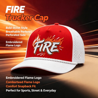 Gorra de Béisbol de Secado Rápido y Perforada con Logotipo Bordado de Llama con Cuerda Blanca, Gorra de Béisbol Urbana para Exteriores