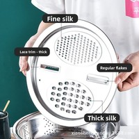 Ensemble de cuisine 3-en-1 en acier inoxydable / Râpe intégrée multifonctionnelle avec filtre et bol mélangeur / Pour laver et couper les fruits et légumes 26cm