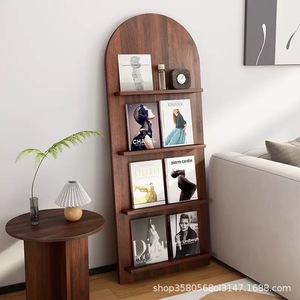 Porte-revues en bois massif à 4 niveaux, étagère décorative durable sur pied pour salon, bureau à domicile - Product Image 3