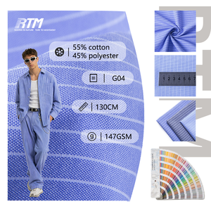 Tissu Oxford rayé en gros, en stock, doux, respirant, durable, 55% coton, 45% polyester, pour chemises de travail et uniformes - Product Image 2