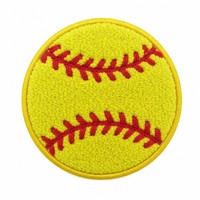Écussons brodés 3D personnalisés en chenille thermocollants pour équipes de softball, avec lettres anglaises et motifs floraux, pour chapeaux et vestes