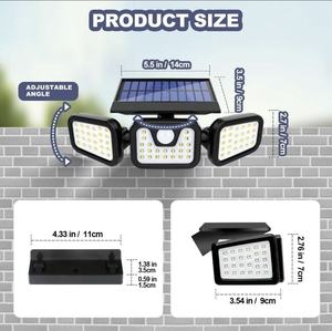 Lampes solaires murales à détecteur de mouvement IP65, lampes solaires de jardin, <span class=keywords><strong>lampe</strong></span> murale LED <span class=keywords><strong>solaire</strong></span>, étanche 3 côtés, 74 LED, lampes solaires d'extérieur - Product Image 4