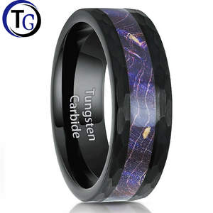 Tg 8 mét của nam giới tungsten carbide Ring với thiết lập màu đen và màu tím gỗ Inlay cổ điển Wedding ban nhạc thời trang đồ trang sức phụ kiện - Product Image 1