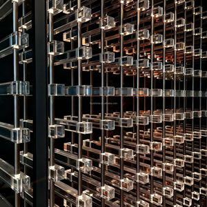 Estante de vino de puerta de cristal montado en la pared de aluminio de <span class=keywords><strong>metal</strong></span> personalizado Modular de lujo minimalista moderno para Bar Hotel casa bodega Villa - Product Image 6