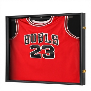 Vitrina Rectangular Negra de Madera para Exhibición de Camisetas, con Caja de Sombra, con Cerradura y Protección UV, para Béisbol, <span class=keywords><strong>Baloncesto</strong></span>, Fútbol Americano, Fútbol, Hockey - Product Image 1