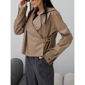 Veste en similicuir personnalisée pour femme 2026, manches longues, style motard, coupe-vent, manteau d'automne, look streetwear - Product Image 1