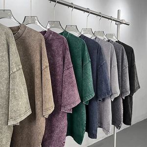 T-shirt en jersey 100% coton, coupe ample, épaules dénudées, motif uni, impression numérique, effet délavé et <span class=keywords><strong>ciré</strong></span>, style vintage et tendance, avec logo personnalisé - Product Image 3