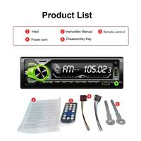 Reproductor MP3 para Auto 1 Din, Estéreo, 2 Puertos USB, Pantalla LCD, Transmisor FM, Autoradio, Subwoofer, Cargador de Auto, Luces de Colores