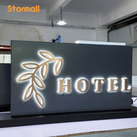 Enseigne LED personnalisée à haute luminosité et longue durée de vie, en acier inoxydable, avec garniture en aluminium antirouille pour la réception d'hôtel