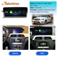 Para mercedes-benz Clase C W204 Radio de coche 2011 2012 2013 2014 Linux 10,25 "Accesorios de pantalla de coche