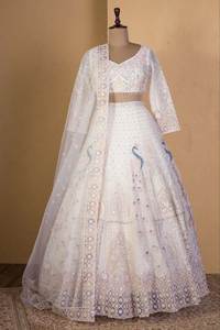 Lehenga Choli Premium Suave con Bordado de Hilo Hermoso y Diseño de Pavo Real para Fiestas y Festivales - Product Image 6