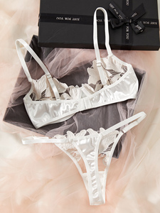 Conjunto de Lencería Sexy con Bordado Floral y Logotipo Personalizado, Pijama de Dos Piezas con Tanga para Mujer - Product Image 6