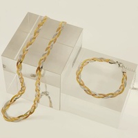 Lincy INS mode Simple 3 couches chaîne à chevrons collier torsion plat serpent titane acier colliers Bracelet ensemble de bijoux