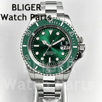 Montre de plongée de luxe BLIGER 43 mm pour homme, style marin, lunette rotative, acier inoxydable, bracelet poli, lumineuse, mouvement mécanique NH35A