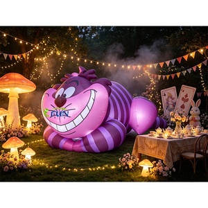 Ballon de fête sur le thème d'<span class=keywords><strong>Alice</strong></span> au <span class=keywords><strong>pays</strong></span> <span class=keywords><strong>des</strong></span> <span class=keywords><strong>merveilles</strong></span>, Chat du Cheshire, grand modèle en tissu Oxford avec ventilateur intégré, installation facile pour la décoration de fête - Product Image 1